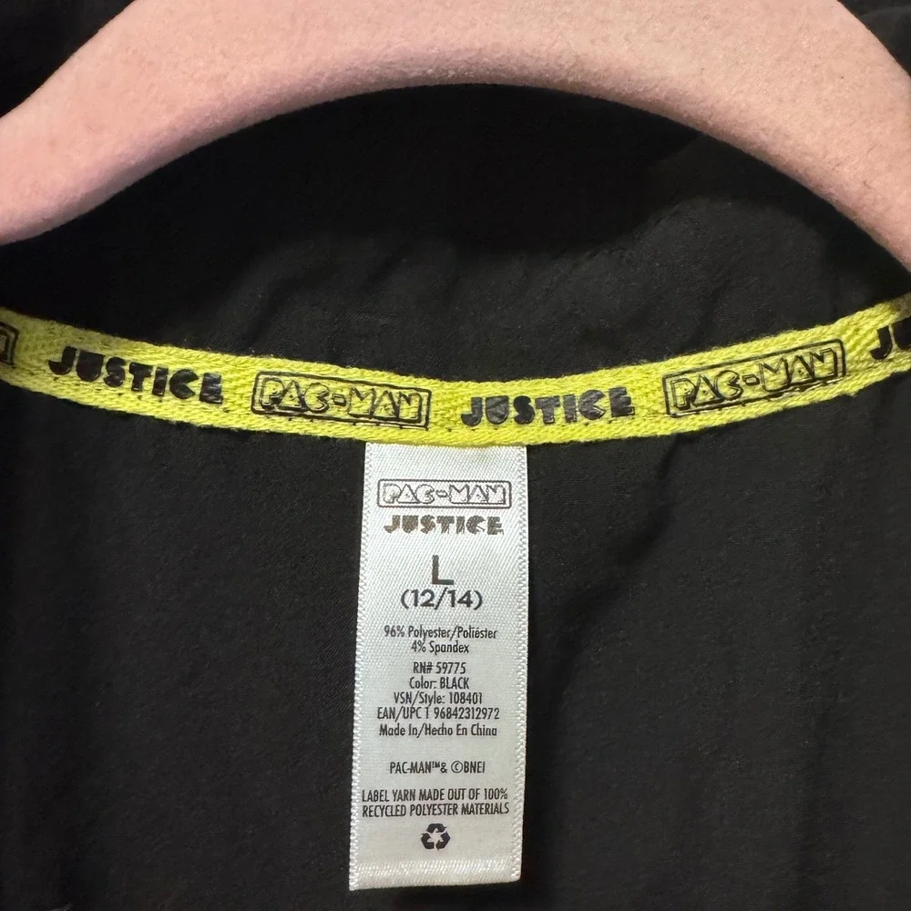 Justice Tween‎ Pac-Man Girls Black Sleeveless Half Zip Romper Size L 12/14 Gamer